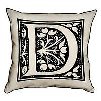 Подушка з мішковини Letter D 45x45 см (45PHB_ABC007_WH)