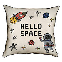 Подушка з мішковини Hello space 45x45 см (45PHB_UNI005_WH)