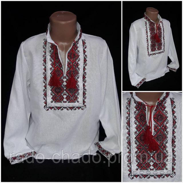 Вишиванка для хлопчика червона "Родинна" 116-164/домотканка