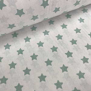 Тканина поплін зірки дрібні м'ятні на білому (ТУРЦІЯ шир. 2,4 м) (R-G-0318)