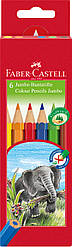 Олівці кольорові потовщені Faber-Castell JUMBO, шестигранні 6 кольорів ,111206