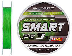 Шнур Favorite Smart PE 3x 150м (l.green) #0.6/0.132mm 12lb/5.4kg