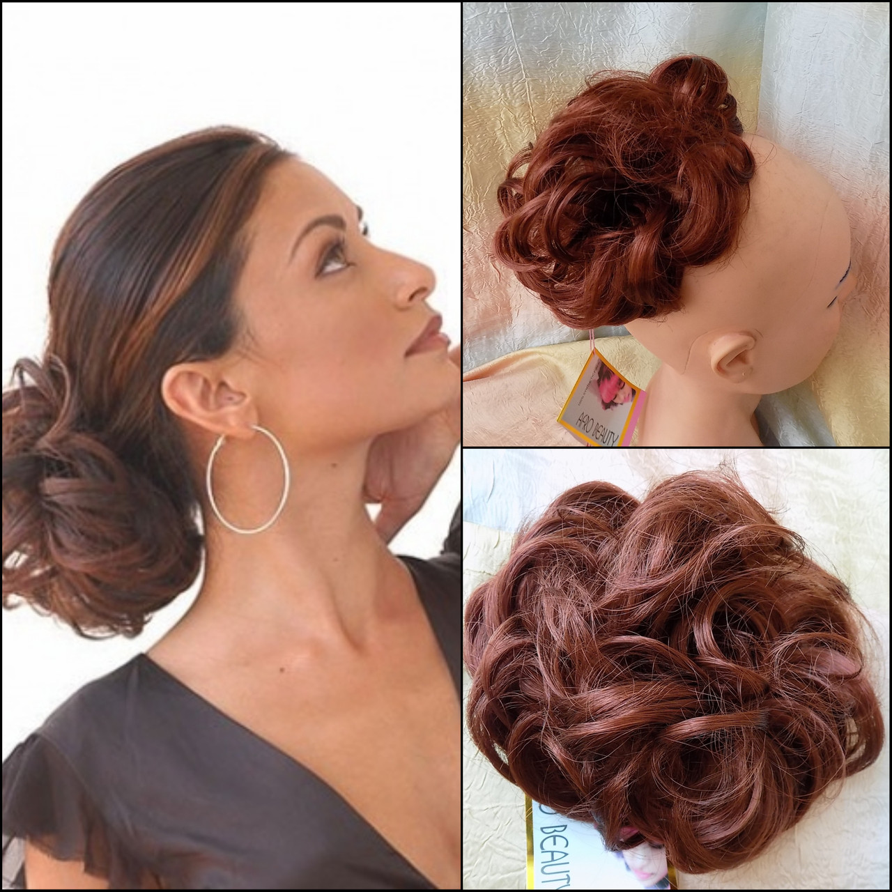 Гумка шиньон з канекалона мідний 0215V-130, фото 1