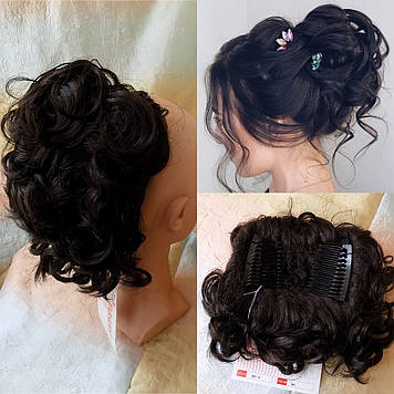 Шиньон накладка на гребінцях подовжена темно-шоколадна 902А-4