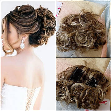 Шиньйон накладка на гребінцях подовжений попелясто-русявий мелірований 902А-RH12