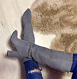 Жіночі стильні демісезонні чоботи Angel натуральний замш кольору марсала каблук 10 см взуття осінь весна, фото 6