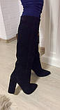Жіночі стильні зимові чоботи Angel натуральний замш кольору марсала каблук 10 см взуття єврозиму, фото 5