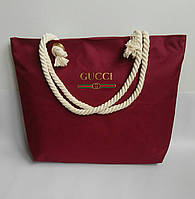 Пляжна сумка з логотипом Gucci. Бордо