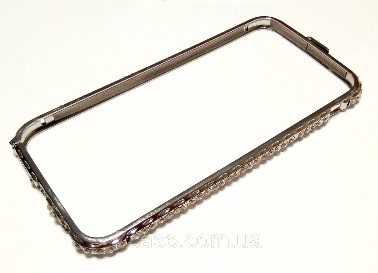 Чохол бампер для iPhone 6/6s металевий із камінням срібний