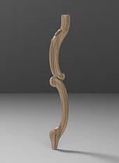 Складна консольна ніжка кабріоль двічі вигнута. З різьбленим дерев'яним декором. 600 мм., фото 2