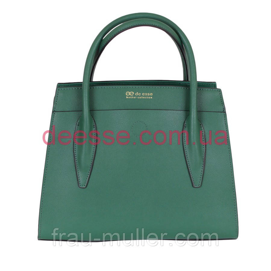 Елегантна зелена шкіряна жіноча сумка De Esse