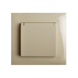 Розетка з ЗК, шторками та кришкою Крем ТМ 220