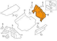 Обшивка арки багажника права чорна G - GRAY Nissan Leaf AZE0 (13-17) 84950-3NF0B