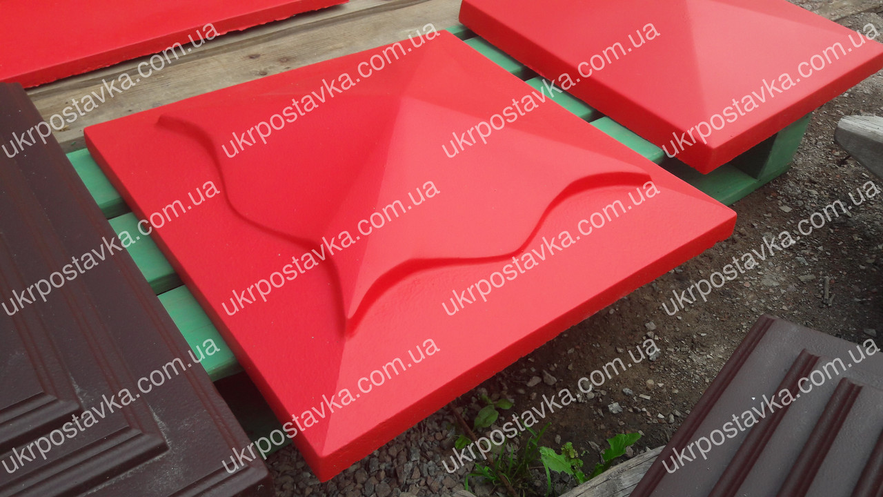 Кришка для забору LAND BRICK "мідуза" червона 450х450 мм