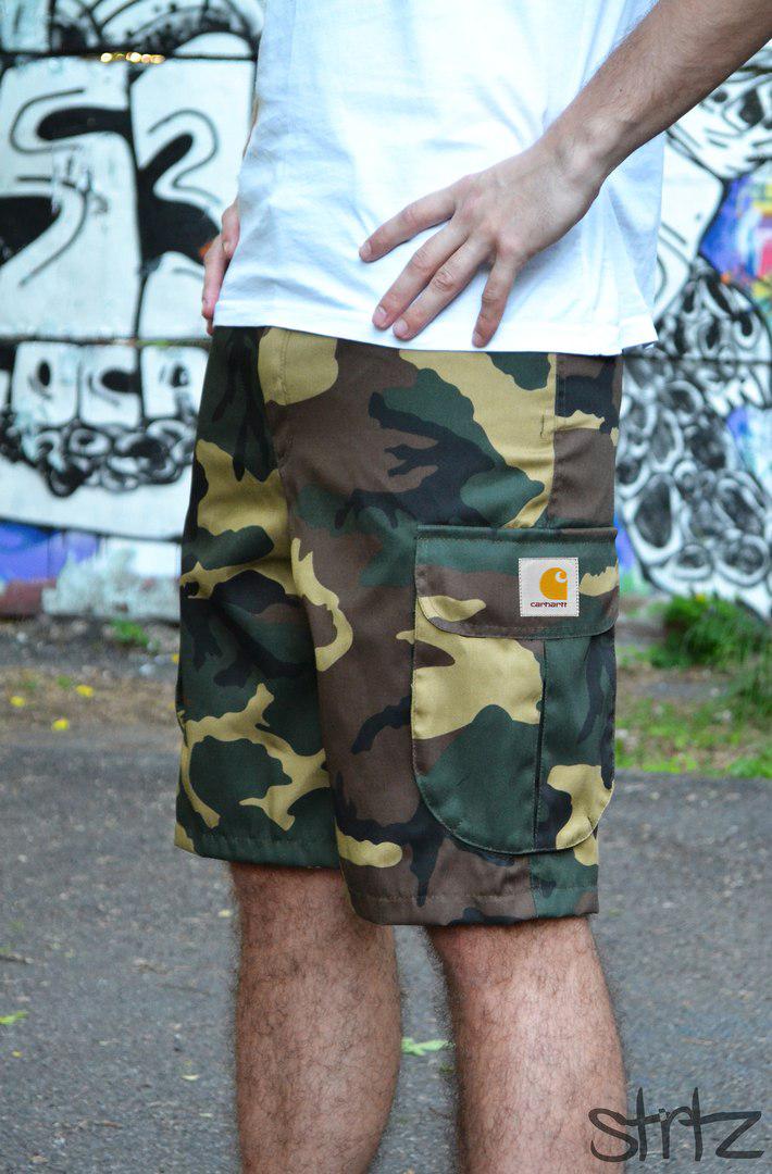 Чоловічі шорти/бриджі карго з кишенями камуфляж кархарт (Carhartt)