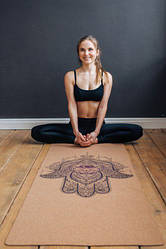 Килимок для йоги корковий каучуковий Hamsa Yoga Mat