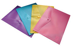 Папка-конверт на кнопці А5, матова, асорті. BuroМax