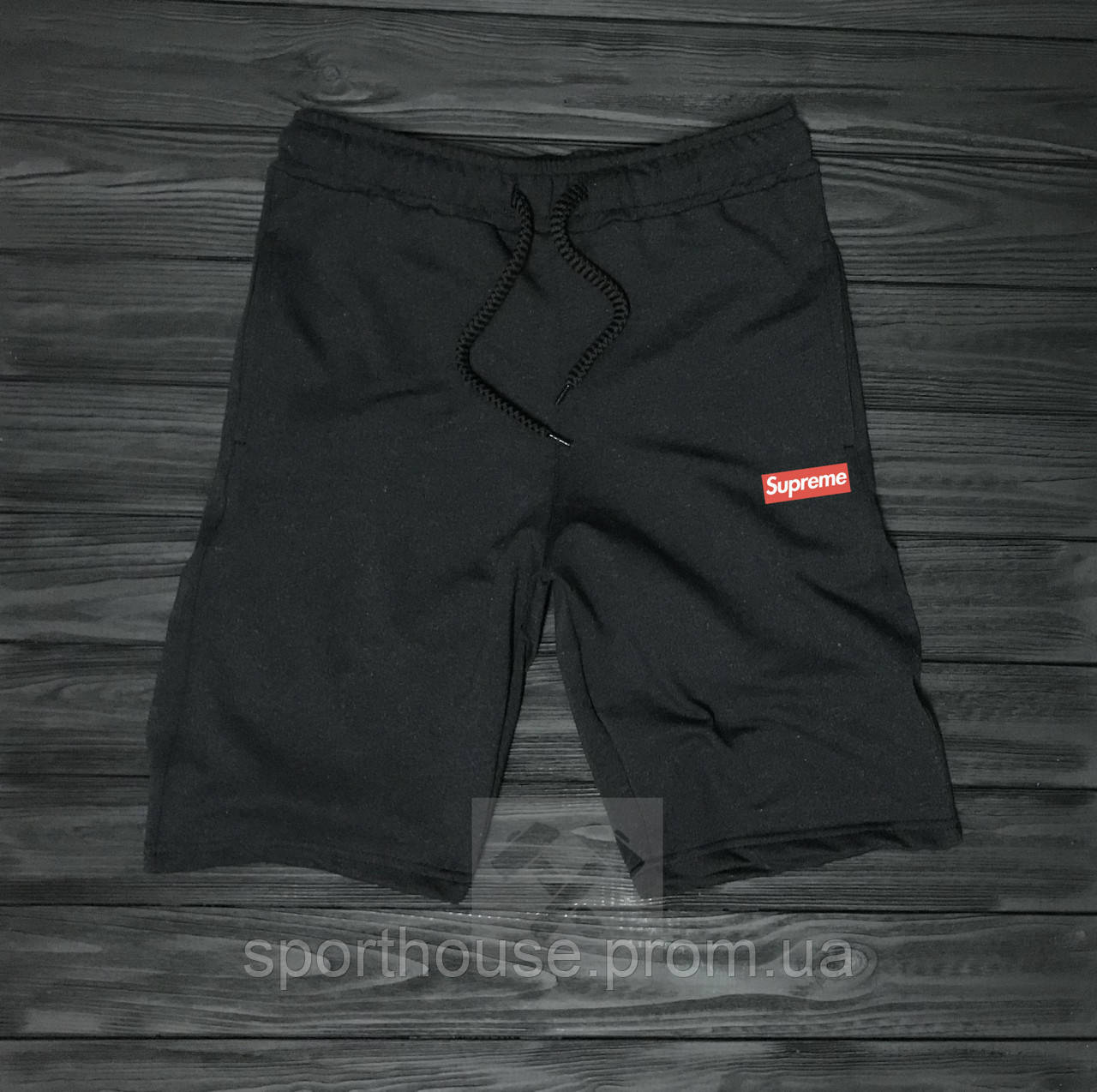 Чоловічі шорти Supreme, чоловічі шорти Супреме, спортивні шорти, брендові шорти чоловічі, чорні S