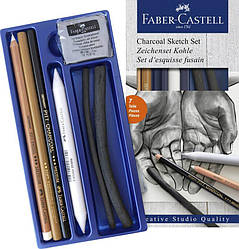 Набір для скетчів "Вугілля" Faber-Castell Charcoal Sketch set,  7 предметів в картонній коробці, 114002