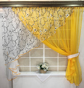 Кухонні штори "Сакура" Жовта, 300х270см, фото 1
