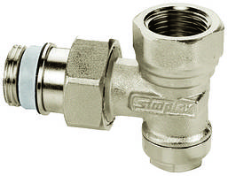 Вентиль Simplex на зворотню підводку тип IG/N кутовий нікельований 1/2"х1/2" ВР