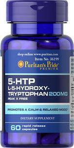 Puritan's Pride 5-HTP 200 mg, 5-гідрокситриптофан, Антидепресант (60 капс.)