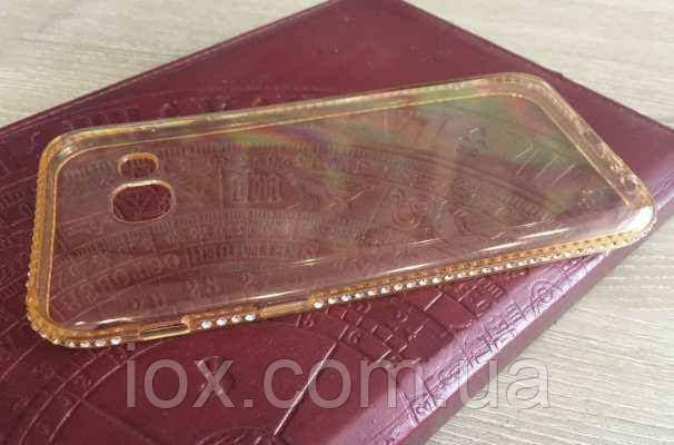 Прозорий чохол-накладка зі стразами по бамперу для Samsung Galaxy A5 2017 / A520