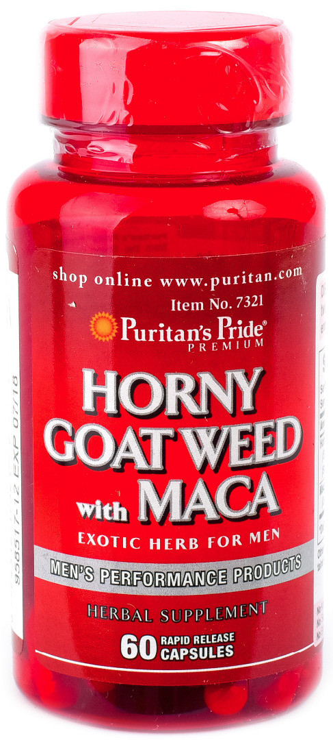 Puritan's Pride Horny Goat Weed with Maca, Гарячка з макою (60 капс.)