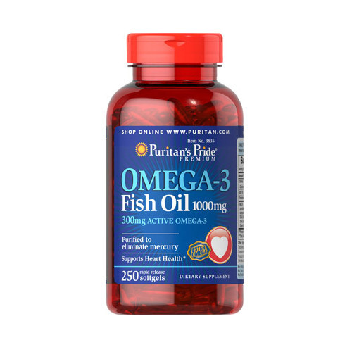 Puritan's Pride Omega-3 Fish Oil 1000 mg, Риб'ячий жир, Омега-3 (250 капс.)