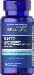 Puritan's Pride 5-HTP 100 mg, 5-гідрокситриптофан, Антидепресант (120 капс.)