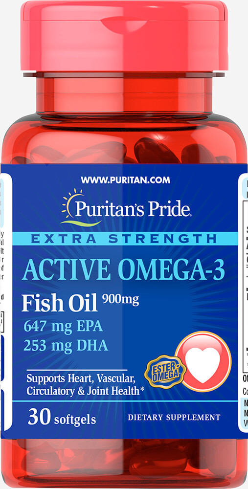 Puritan's Pride Extra Strenght Active Omega-3 Fish Oil 1410 mg (30 капс.)