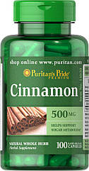 Puritan's Pride Cinnamon, Кориця 500mg (100 капс.)