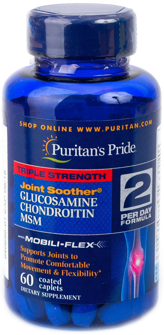 Puritan's Pride Triple Strength Glucosamine Chondroitin and MSM, Комплекс для суглобів і зв'язок (60 таб.)