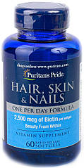 Puritan's Pride Hair, Skin & Nails One Per Day Formula, Волосся, шкіра та нігті (60 капс.)