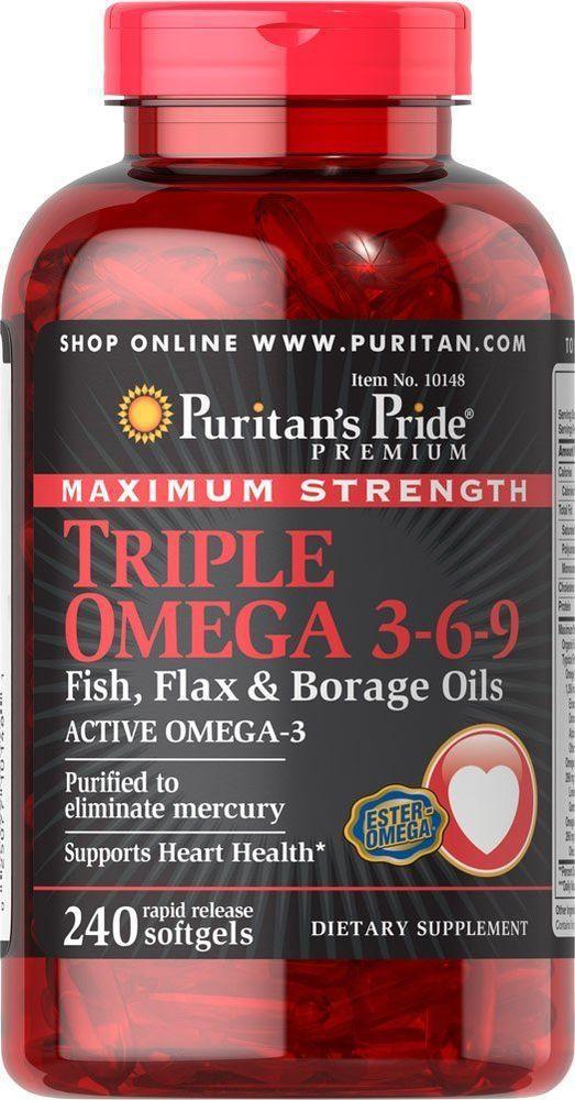 Puritan's Pride Triple Omega 3-6-9 Maximum Strength (240 капс.)