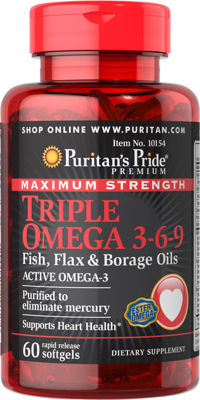 Puritan's Pride Triple Omega 3-6-9 Maximum Strength (60 капс.)