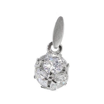 Підвіс срібний з маленьке Яблучко шар з білими фіанітами