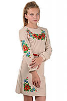 Підліткове плаття вишиванка бежеве