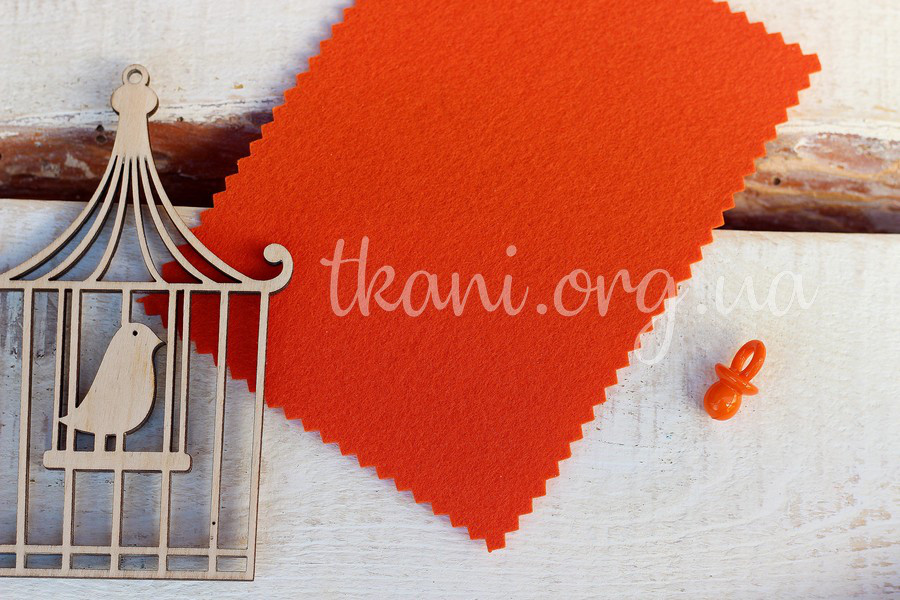 Фетр корейський жорсткий 1,2 мм для рукоділля і творчості, 100*110см, 825, темно-оранжевий, фото 1