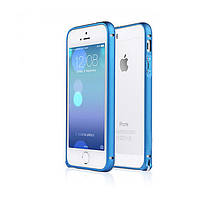Чехол бампер для iPhone 5/5s алюминевый металл с защелкой голубой Metal Aluminum Frame Bumper
