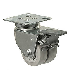 Колесо 1904-TL-076-B(19 "Twin Light")Ø 75мм, поворотне з кріпильною панеллю та гальмом