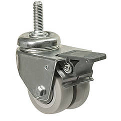 Колесо 1909-TL-051-B(19 "Twin Light") Ø 50мм, поворотне з різьбою і гальмом