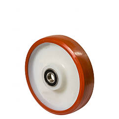 Колесо 53-101х40-B, Ø 100 мм, 53 серия, поліуретанове колесо без кронштейна, колесо з кульковим підшипником, посилене колесо
