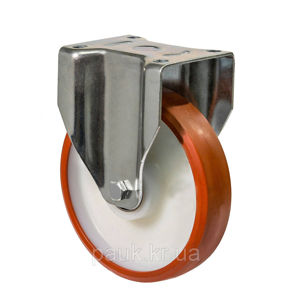 Колесо 5307-М-081-B, Ø 80 мм, 53 Medium, неповоротне колесо посилене, вантажне колесо з поліуретана, колесо з кронштейном, фото 1