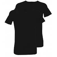 Однотонна чорна чоловіча футболка з круглим вирізом і короткими рукавами 100% бавовна