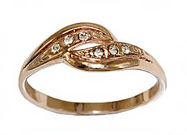 Кільце жіноче, Булат. Камені: Діаманти. Колір: позолота з кр. від. Є 17р. 18р. 19р. В упаковці 12 кілець.