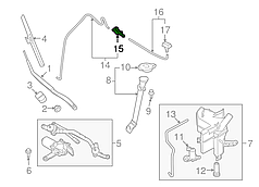 Конектор шланга омивача переднього скла Nissan Leaf ZE0 / AZE0 (10-17) 28937-EB70A