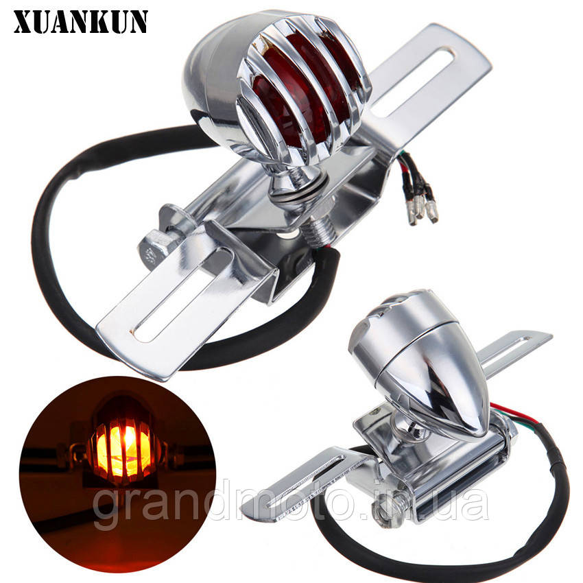 Універсальний кастомний стоп сигнал для мотоцикла хром, фото 1