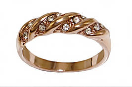 Кільце жіноче, Булат. Камені: Діаманти. Колір: позолота з кр. від. Є 17р. 18р. 19р.20р. В упаковці 12 кілець.