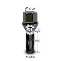 Колесные болты Starleks Конус (М12x1.25x28 NEX17) Черный/Хром